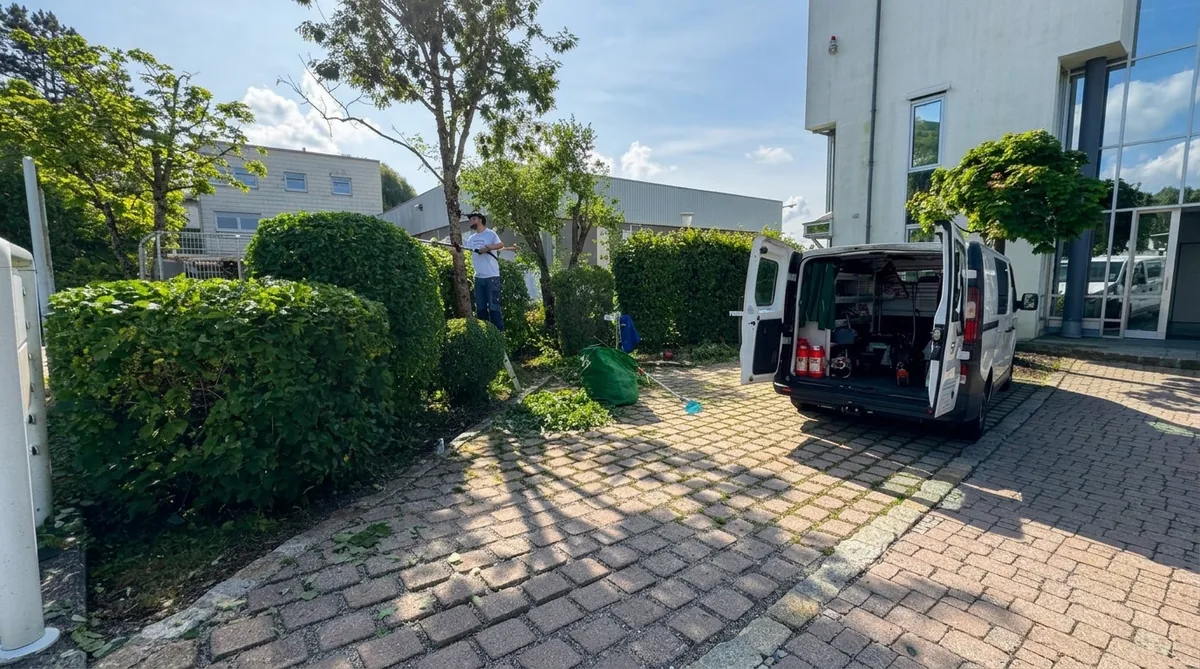 Gepflegter Garten mit Hecke