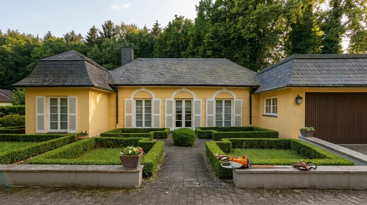 Gepflegter Garten mit Hecken