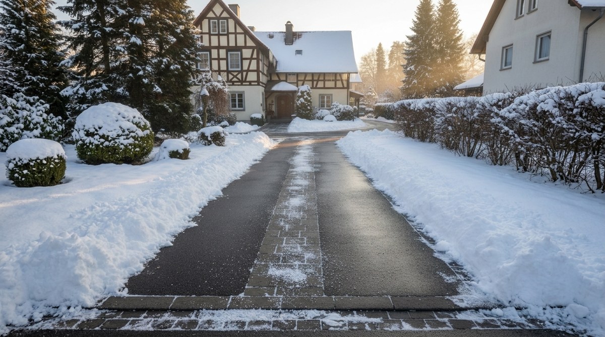 Geräumter Gehweg im Winter